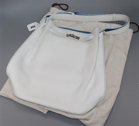 A Hermes white leather So Kelly handbag with dust bag (circa 2005, purchased in London)